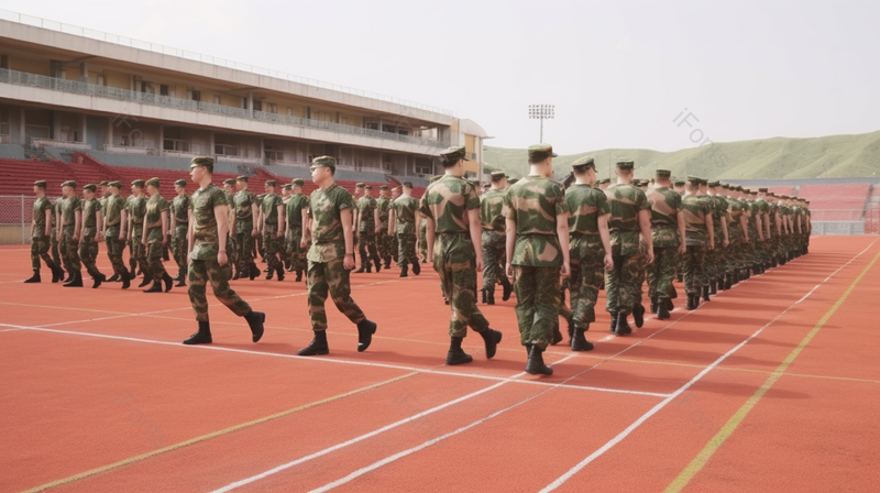 新学期军训开学第一课跑道士兵,高清,摄影图,摄影图片,图片大全,摄影图免费下载